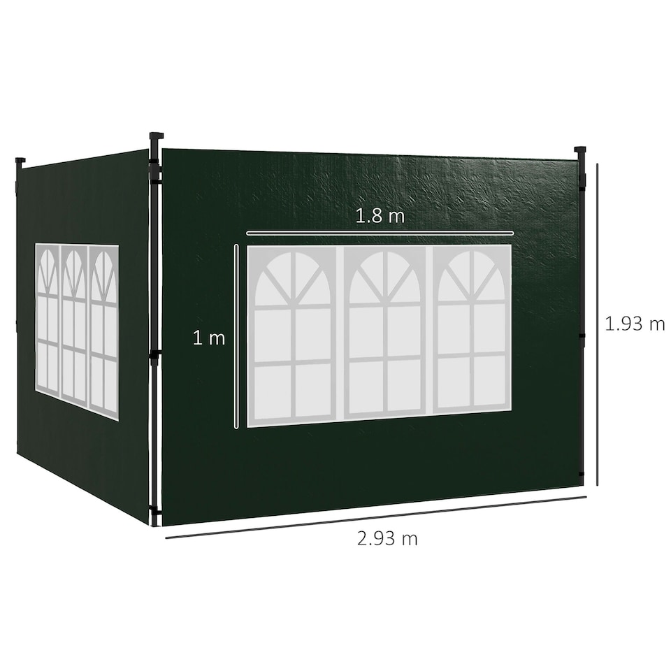 image 1 of Outsunny Gazebo Side Panels for 3x3(m) or 3x6m Gazebo Canopy, 2 Pack, White