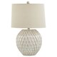 image 1 of Lattice Table Lamp with Linen Shade - Ceramic - L38 x W38 x H58 cm - Neutral Cream Cream