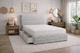 image 1 of Divan Bed Set Headboard and Footboard with Mattress 4ft Small Double Silver Suede Storage 2 Drawers Right Side Laying in Bed