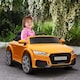 image 2 of HOMCOM 12V Battery Licensed Audi TT RS Ride-On Car w/ Headlight, Yellow | Yellow | Yellow