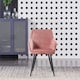 image 2 of Set of 4 Camden Modern Velvet Dining Chairs with Armrests, Quilted Design & Black Metal Legs Pink