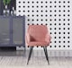 image 2 of Set of 4 Camden Modern Velvet Dining Chairs with Armrests, Quilted Design & Black Metal Legs | Pink