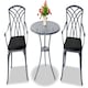image 1 of Centurion Supports OSHOWA Luxurious Garden and Patio Table and 2 Large Chairs with Armrests Cast Aluminium Bistro Set - Grey with Black Cushions