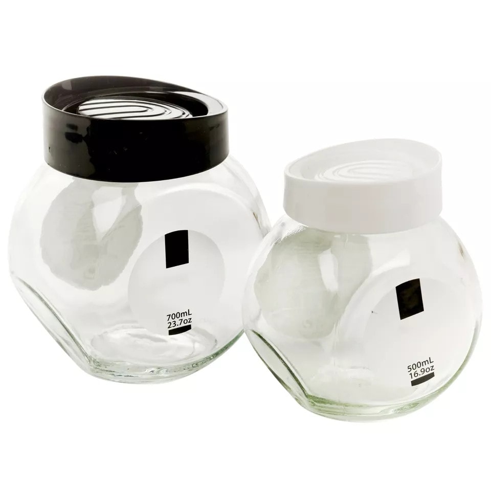 image 1 of 2 pcs 500ml and 700ml Airtight Clear Glass Storage Jars with Lid