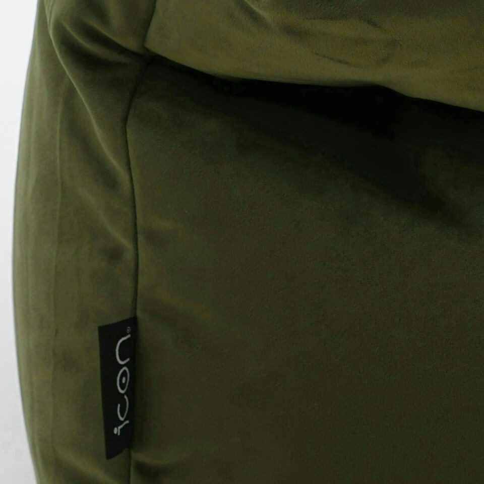 image 1 of icon Kota Velvet XL Bean Bag Sofa & Lounger Set Olive Green Bean Bag Chair Green