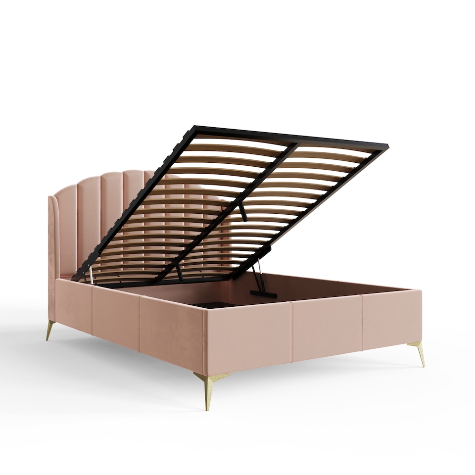 image 1 of Pettine End Lift Ottoman Storage Bed Double Blush Pink | Pink | Blush Pink