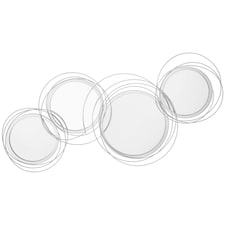 HOMCOM Metal Wall Mirrors, 107cm Modern Decorative Silver Mirror Decor Hanging, Home Wall Sculptures for Living Room Bedroom Dining Room | Silver