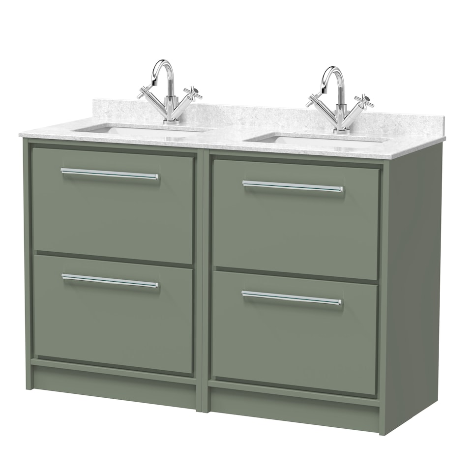 image 1 of Balterley Framed Design Floor Standing 4 Drawer Vanity with Marble Worktop Basin | Green | Reed Green | 878 x 1220 x 470mm