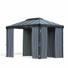 Curtain Set for Rectangle Gazebo - Polyester - L217 x W401 cm - Grey (Gazebo Not Included)