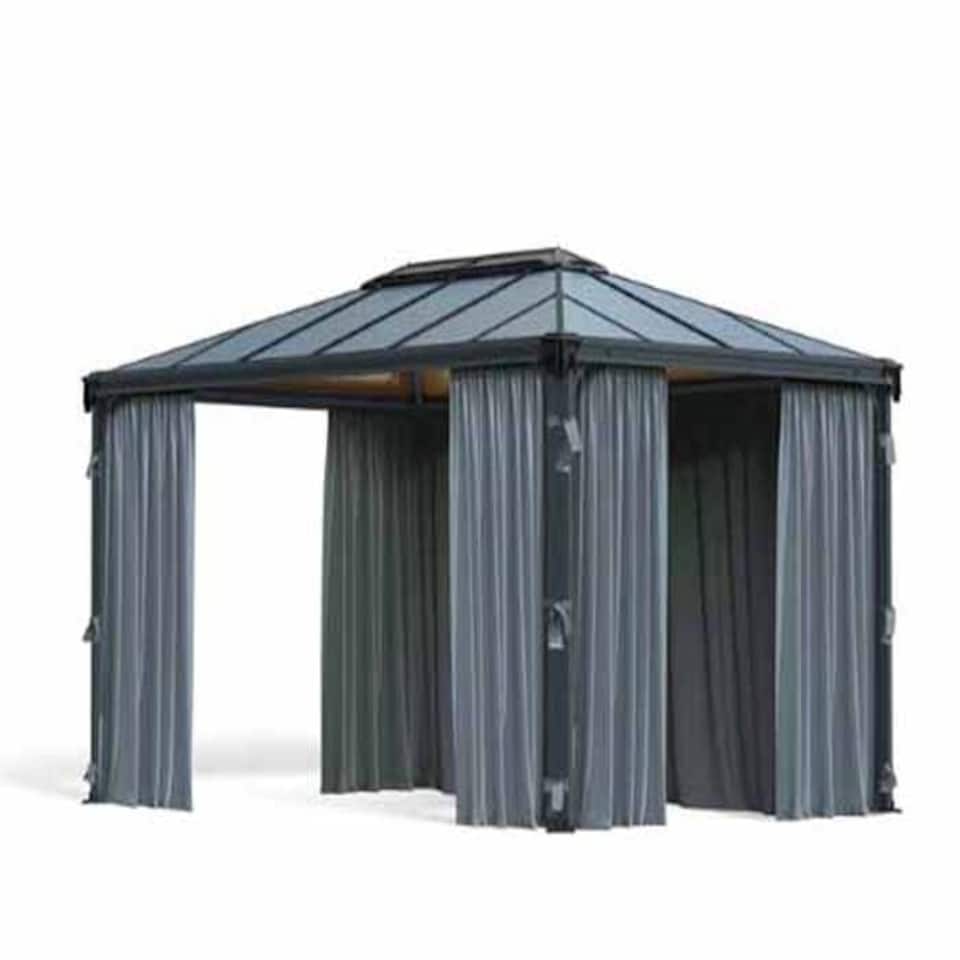 image 1 of Curtain Set for Rectangle Gazebo - Polyester - L217 x W401 cm - Grey (Gazebo Not Included)