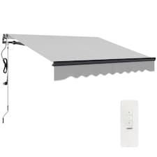 Outsunny 2.5 x 2m Electric Retractable Awning w Aluminium Frame Light Grey | Grey | 1