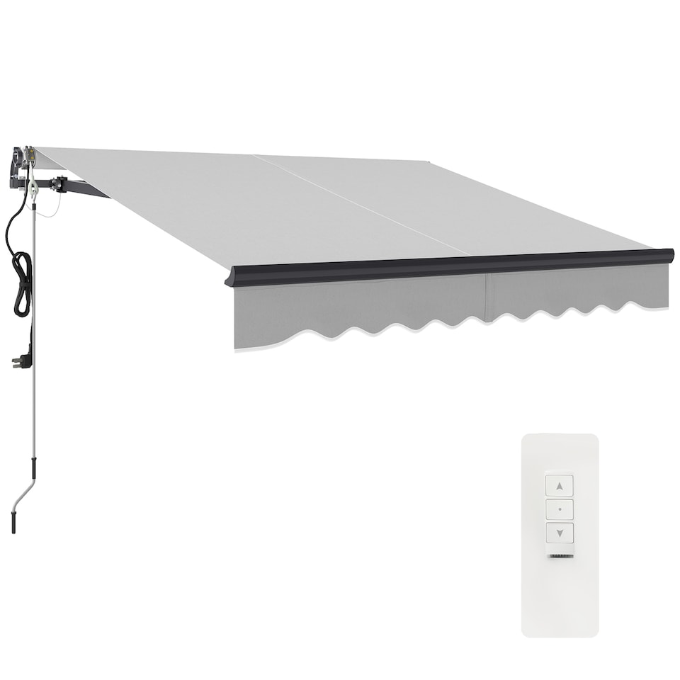 image 1 of Outsunny 2.5 x 2m Electric Retractable Awning w Aluminium Frame Light Grey | Grey | 1