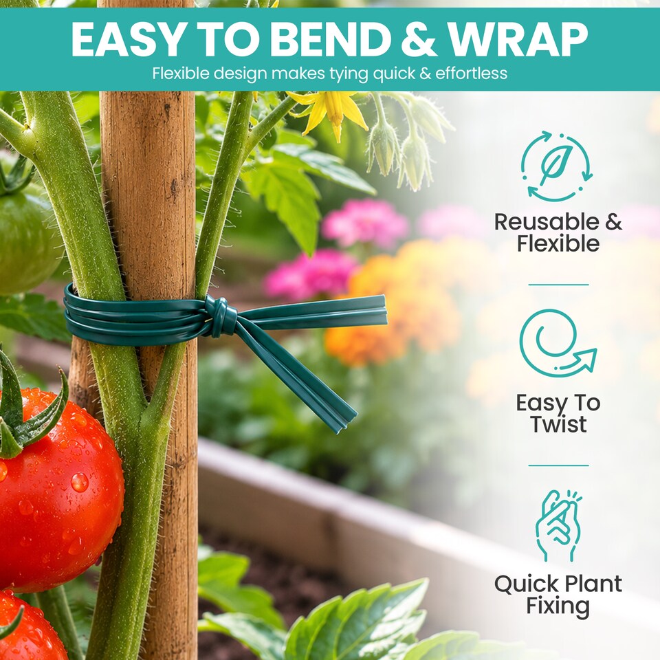image 1 of 15cm Plastic Twist Ties, Flexible Garden Plant Ties - 200pcs