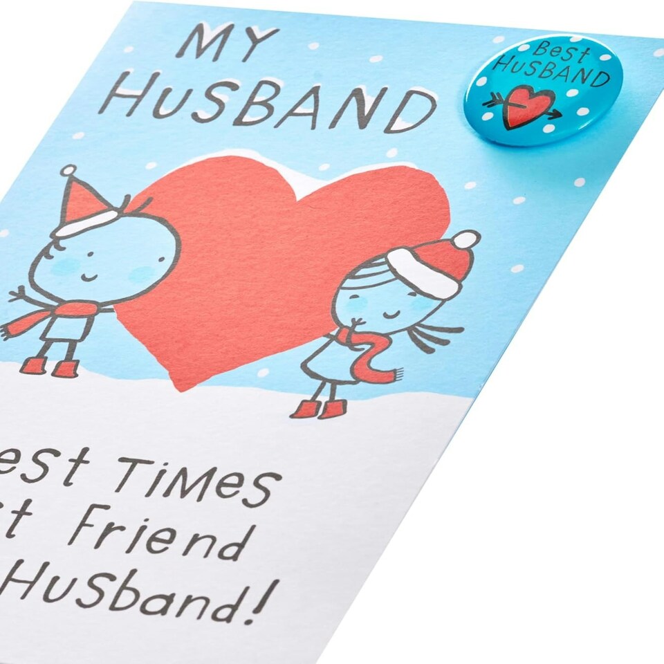 image 1 of Cute Benny Best Husband Christmas Card with Badge