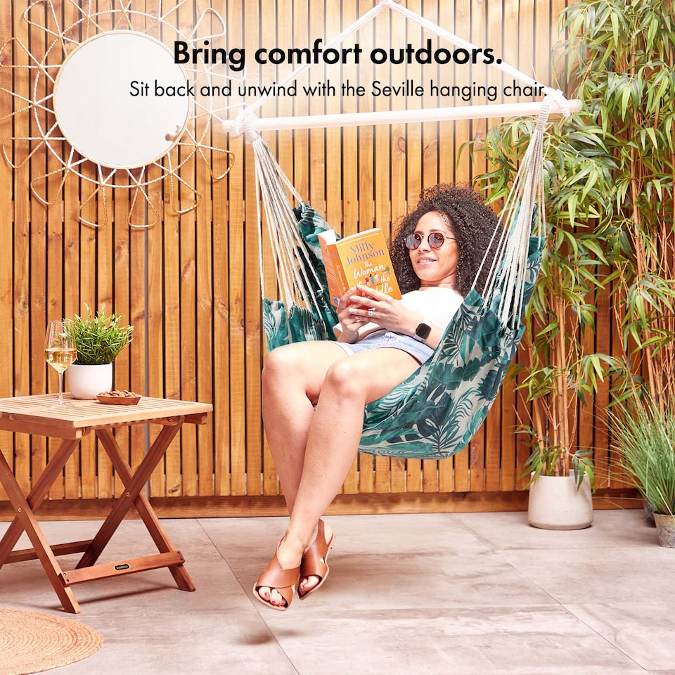 image 1 of Vonhaus Seville Outdoor Hanging Chair with Attachments