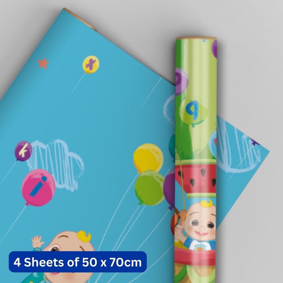 CoComelon 4 Sheets & 4 Tags Gift Wrap Bundle