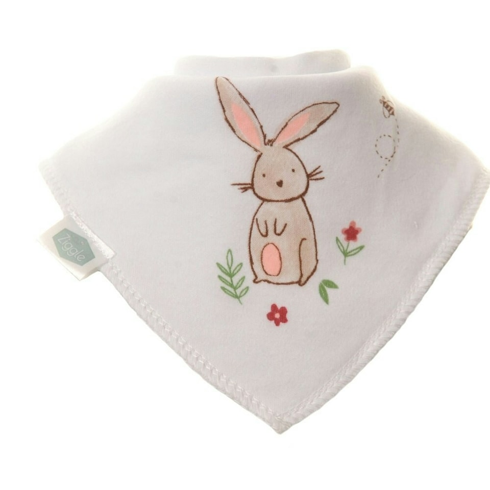 Ziggle Baby Dribble Bib Bunny | White | One Size | 1