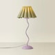 image 3 of ValueLights Wiggle Sage Pleated Scallop Lamp Shade Pale Purple Metal Table Lamp and LED Bulb Purple | Green