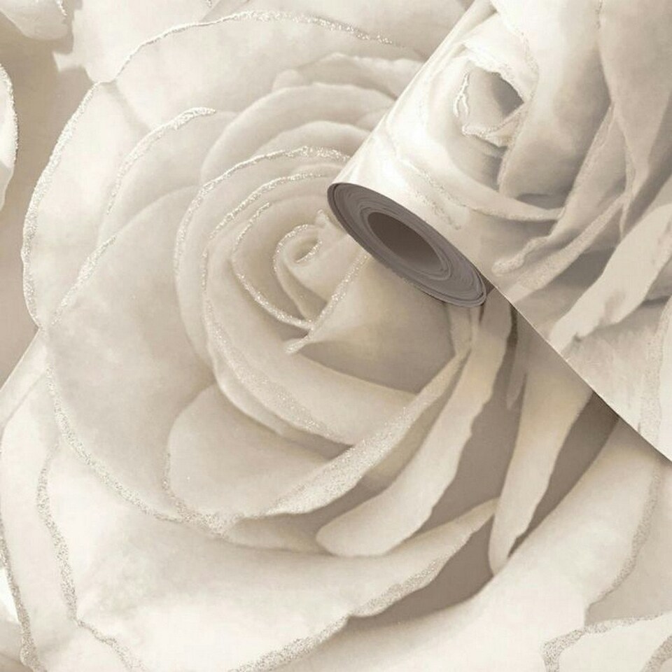 image 1 of Muriva Madison Rose Glitter Wallpaper - Pearl/Cream - One Size Cream