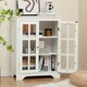 image 5 of COSTWAY Bathroom Floor Cabinet Display Storage White White