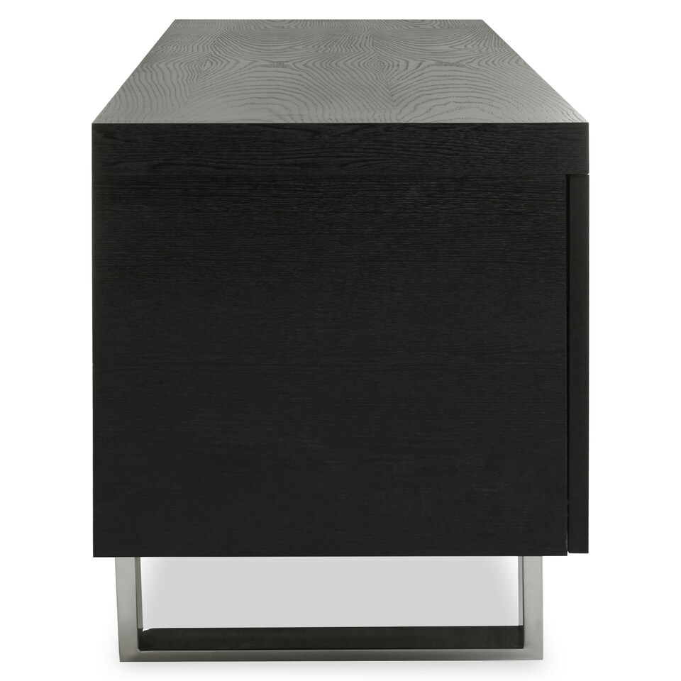 image 1 of Interiors by Premier Grey Elm Wood Sideboard, Natural Grey‑Finished Elm Cabinet with Polished Stainless‑Steel U‑Legs Black