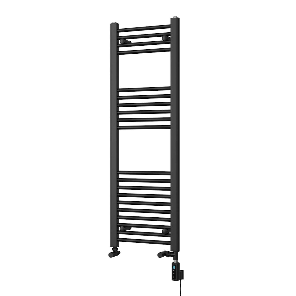 image 1 of Zennor - Black Dual Fuel Towel Rail H1200mm x W400mm Thermostatic WIFI - Straight