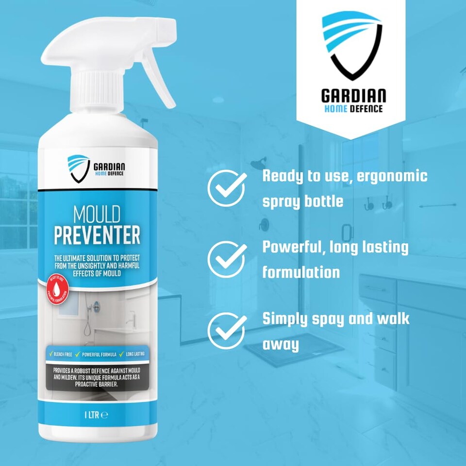 image 1 of Gardian Mould Preventer Spray - 1 Litre - Powerful Anti Mould Spray to Protect Against Harmful Effects of Moulds and Mildew on Various Surfaces - Long-Lasting, Fast-Acting, Easy to Use Moulds Cleaner