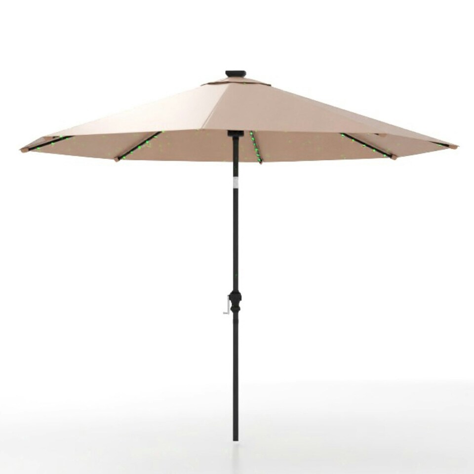 image 1 of COSTWAY 290 cm Solar Patio Parasol Umbrella 96 LED Lights Beige Cream