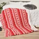 image 1 of OHS Sherpa Flannel Fleece Nordic Throw Flannel Winter Blanket | Red | L