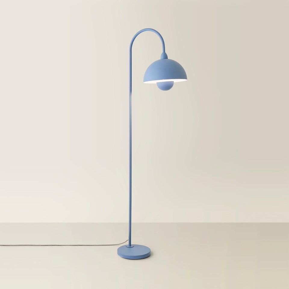 image 1 of ValueLights Tilly Pastel Sky Blue Arched Dome Shade Metal Floor Lamp | Blue