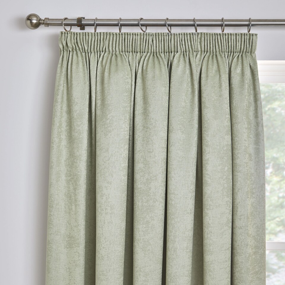 image 1 of Fusion Galaxy Pencil Pleat Curtains Green