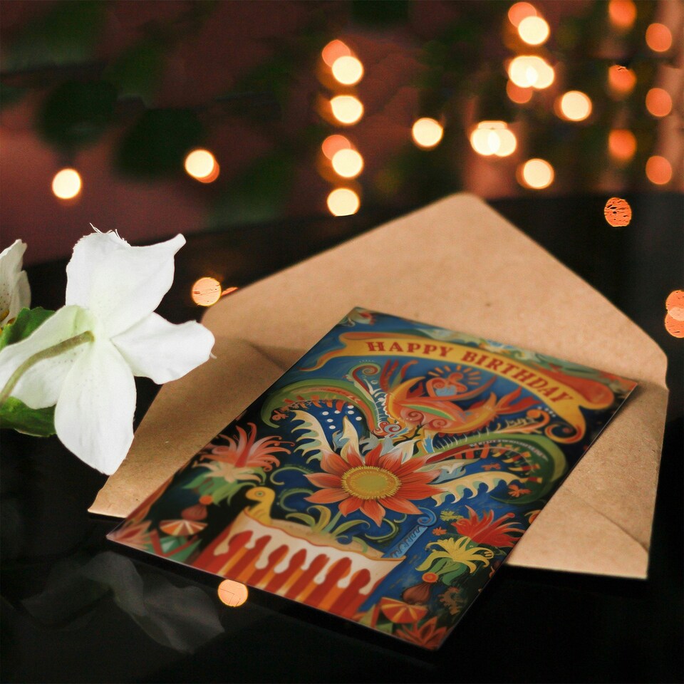 image 1 of Mad Circus Cake Abstract Carnival Woman Her Birthday Card