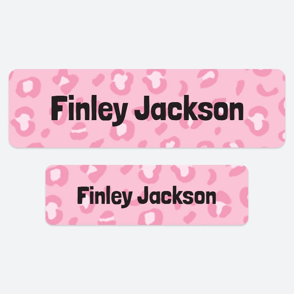 image 1 of Dotty About Paper 50 x Personalised School Name Labels Leopard Spots Pink