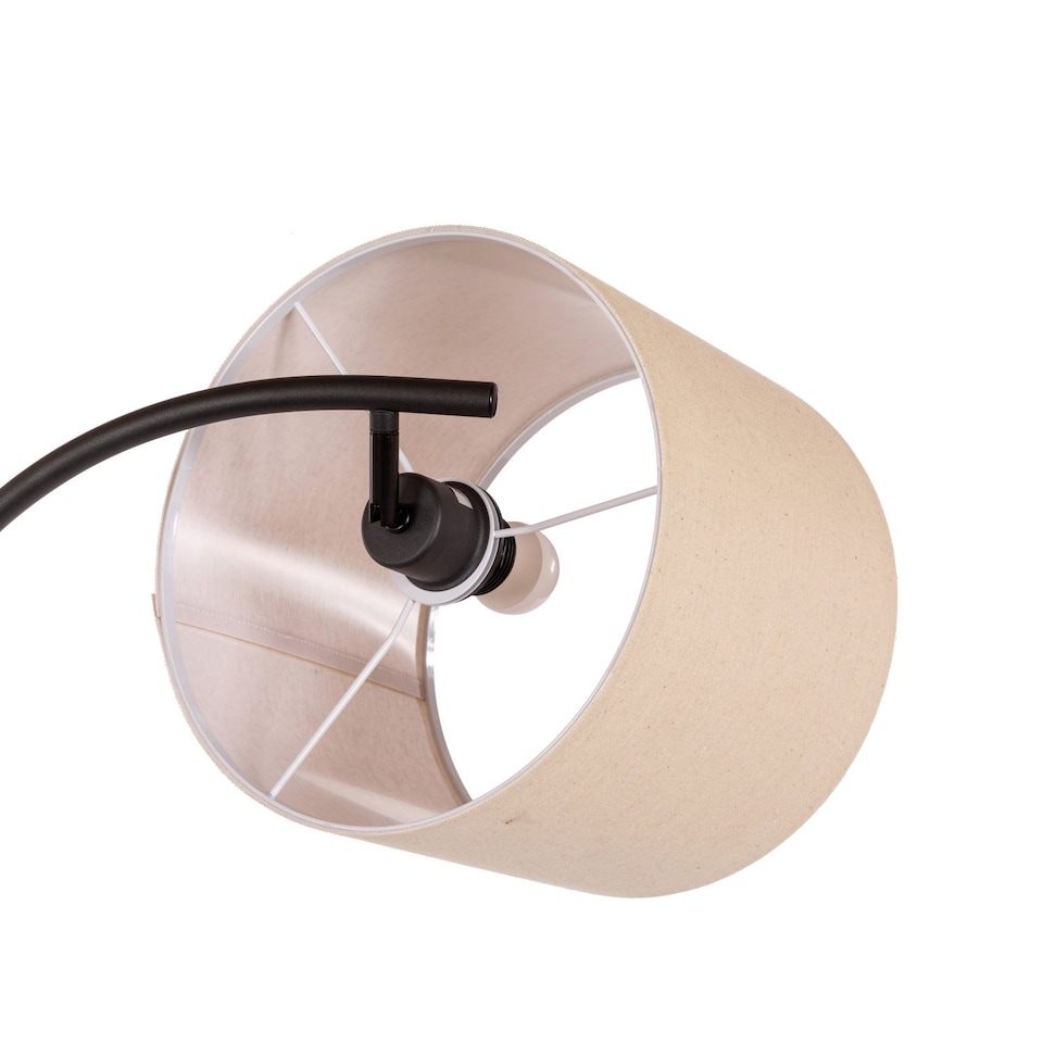 image 1 of Black Floor Standing Lamp Reading Light & Linen Fabric Lampshade - Includes Bulb | Black