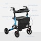 image 8 of HOMCOM Folding Rollator Walker with Seat, Backrest, Lightweight Walking Frame with Storage Bag, Dual Brakes, Adjustable Handle Height, Suspension System, 4 Wheeled Walker for Seniors, Blue