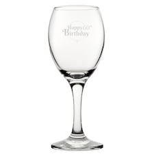 Personalised Happy 60th Birthday Balloon Design Engraved Wine Glass