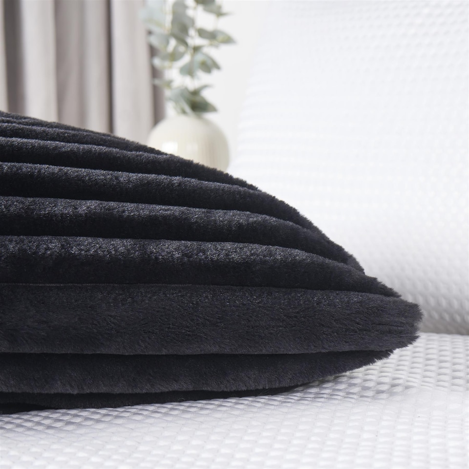 image 1 of OHS Ribbed Faux Fur Bolster Pillow Soft Maternity Support Cushion | Black | One Size
