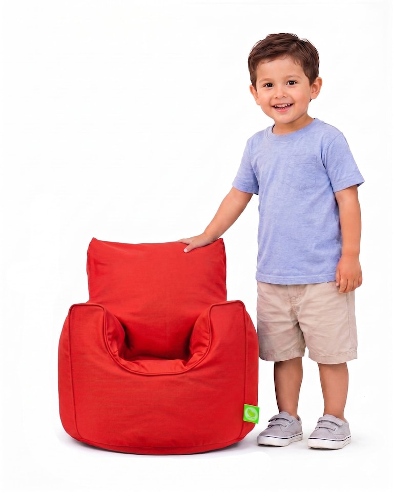 image 1 of Bean Lazy Red Cotton Bean Bag Armchair Toddler Size