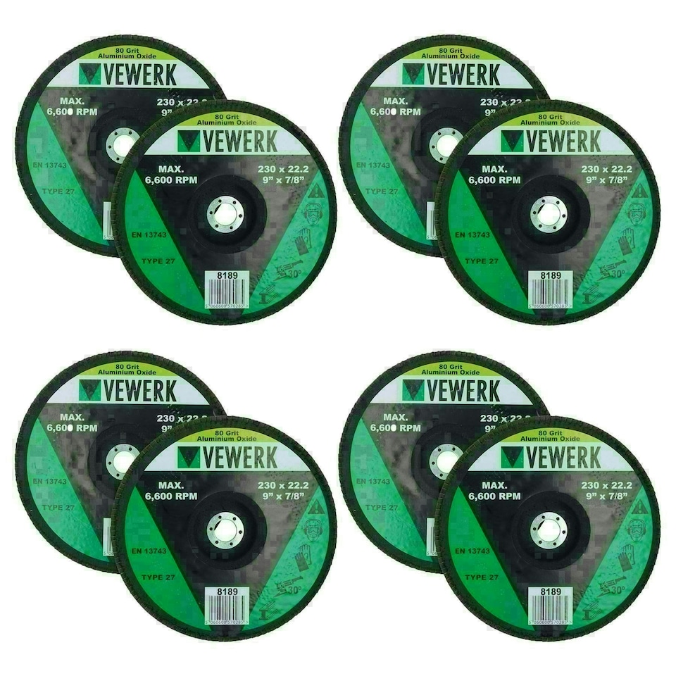 image 1 of 80 Grit Flap Discs Sanding Grinding Rust removing for 9" (230mm) Grinders 8 Pack