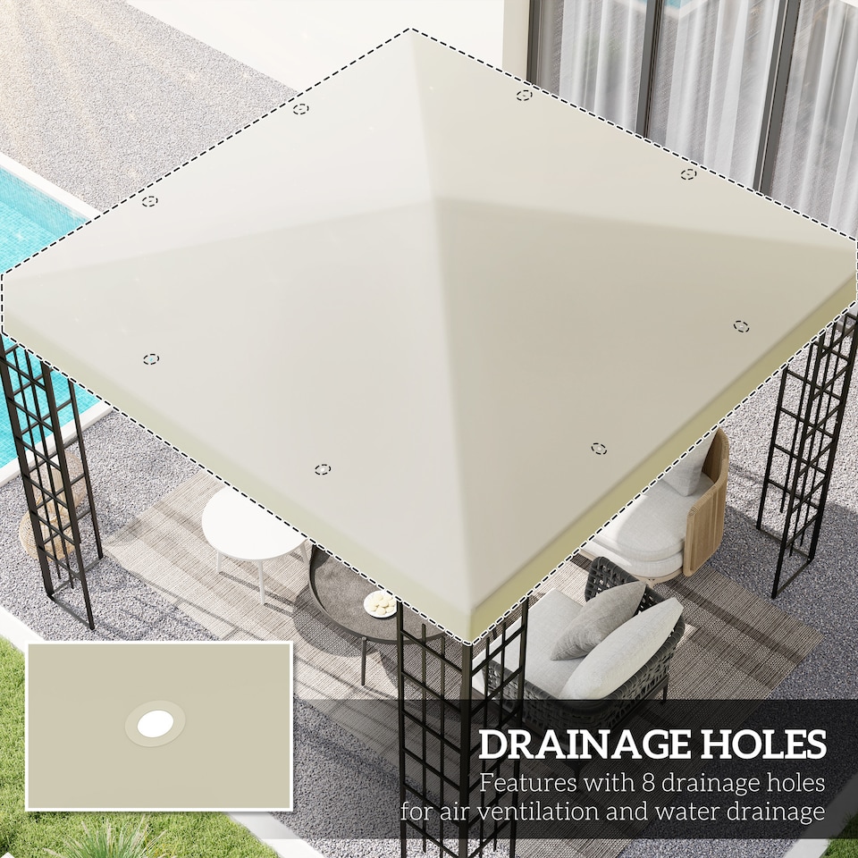 image 1 of Outsunny 3 x 3(m) Gazebo Canopy Replacement Cover, UPF30+, Cream White | Cream | Cream | 1
