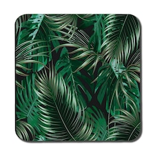 Tropical Leaves on Black (Coaster)