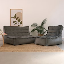 Kota Velvet XL Bean Bag Sofa & Lounger Set Grey Bean Bag Chair | Grey | Grey | L | 1
