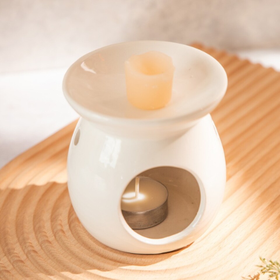 image 1 of White Ceramic Oil Wax Melt Burner 10cm | White | 1 - White | One Size | 1