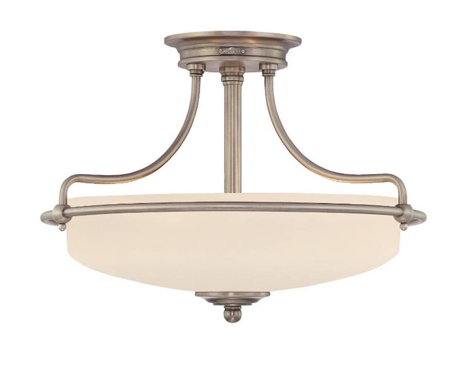 Griffin 3 Light Semi Flush Ceiling Light Antique Nickel, E27