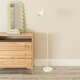 image 2 of ValueLights Woody White Metal Dome Shade Wooden Base Freestanding Floor Lamp