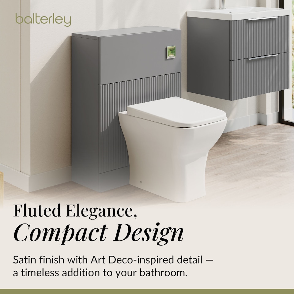 image 1 of Contemporary Fluted 500mm Floor Standing WC Unit, Satin Grey | Grey | Satin Grey | 253 x 500 x 810mm