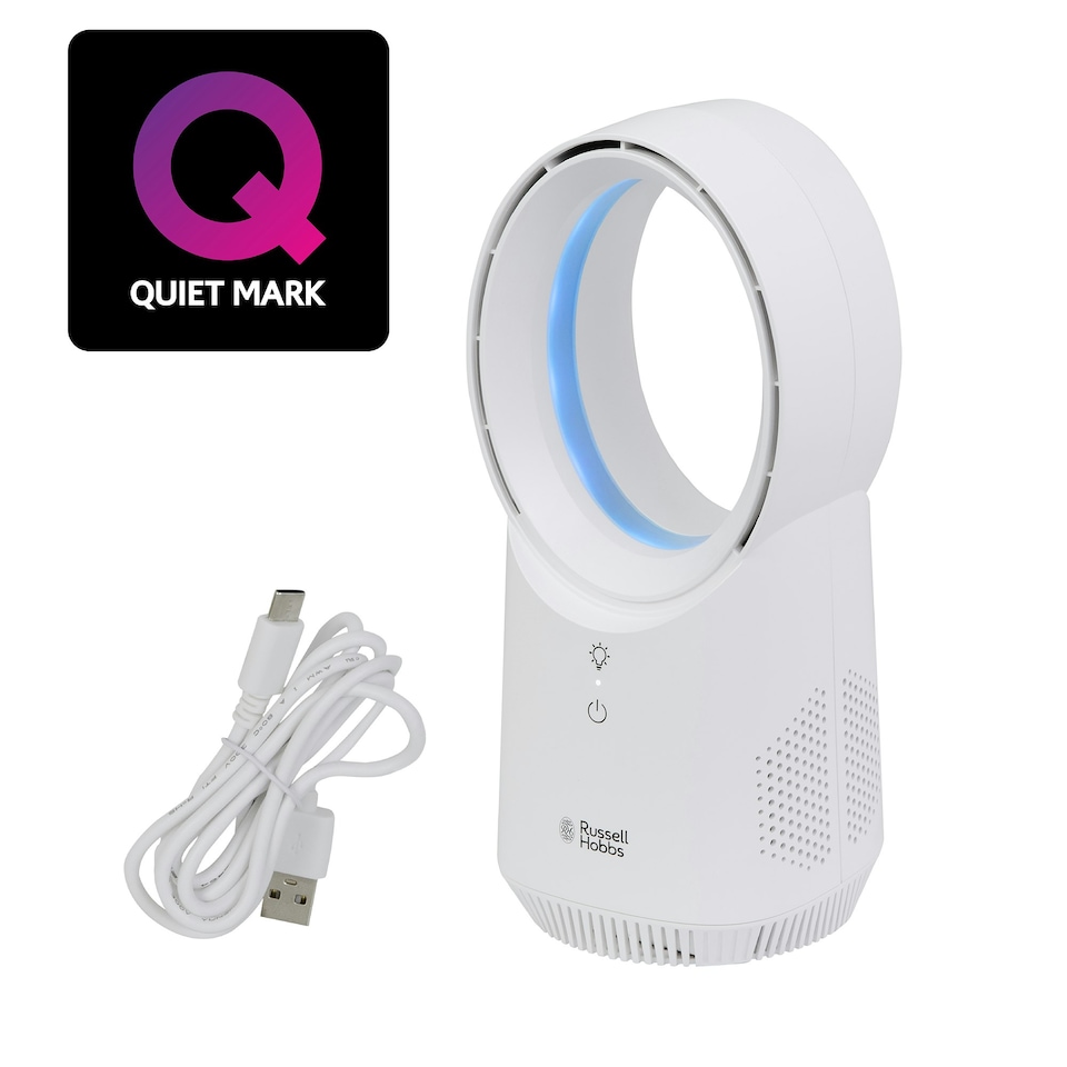 image 1 of Russell Hobbs RHBLDLUSB25 Compact Wireless Desk Fan in White