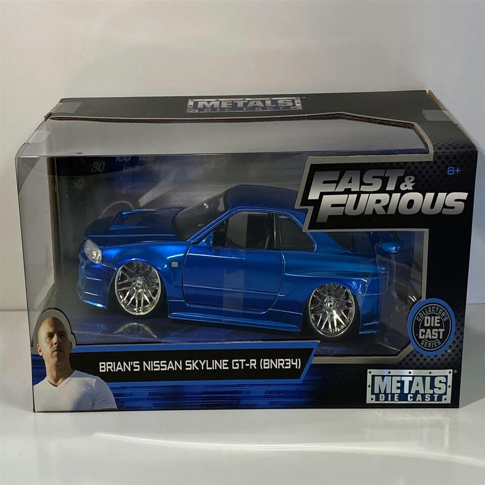 image 1 of Fast and Furious Brians Nissan Skyline GT-R BNR34 1:24 Jada 97173
