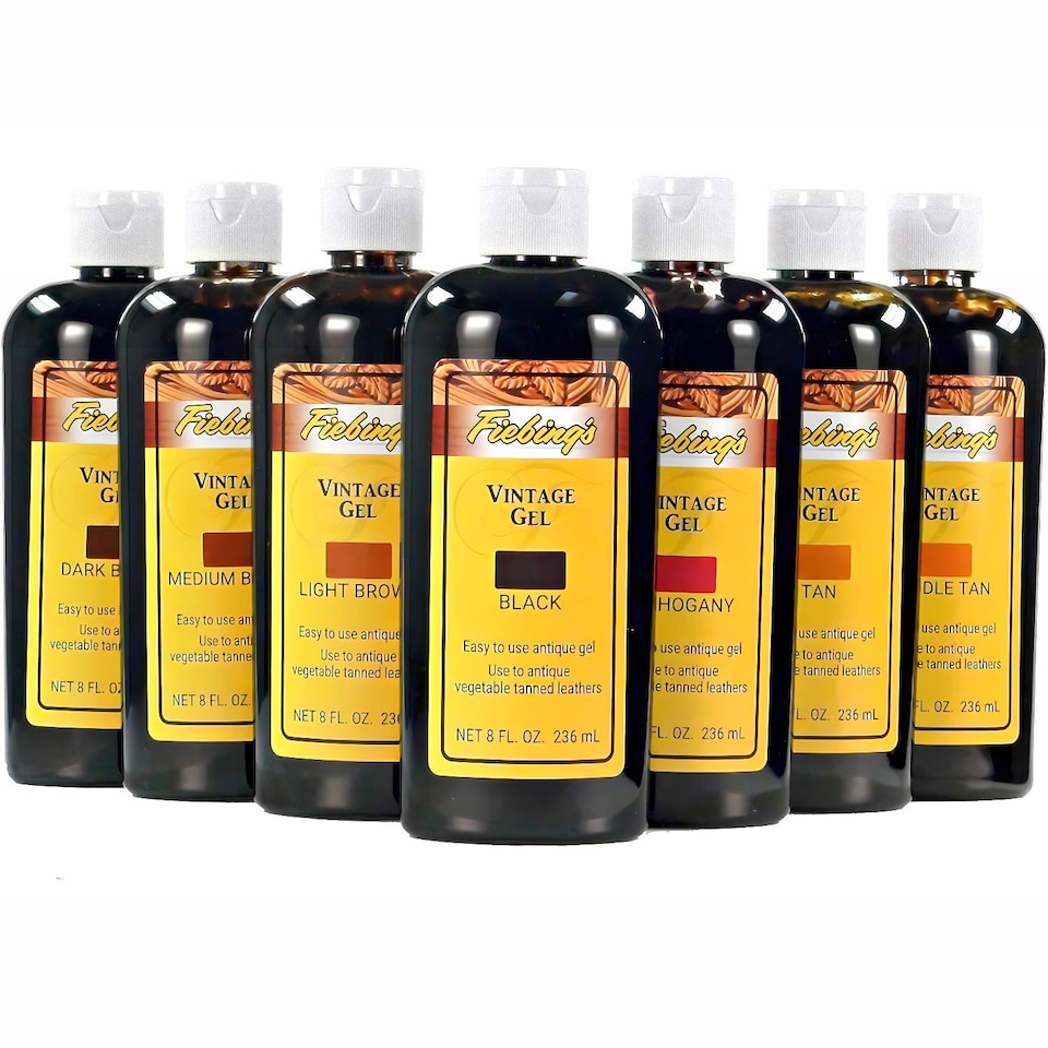 image 1 of Fiebing's Vintage Gel - Instant Antique Leather Finish Polish 8oz | Brown | Dark Brown