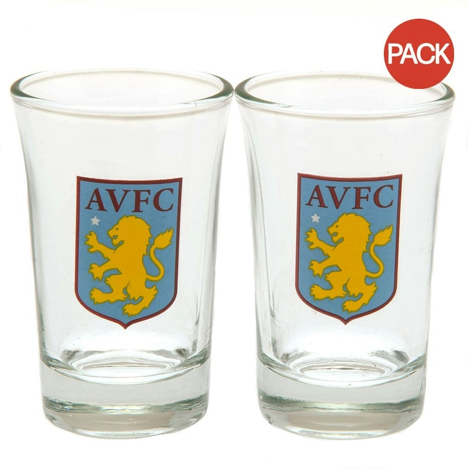image 1 of Aston Villa FC Shot Glass Set (Pack Of 2) - Clear/Blue/Yellow - One Size